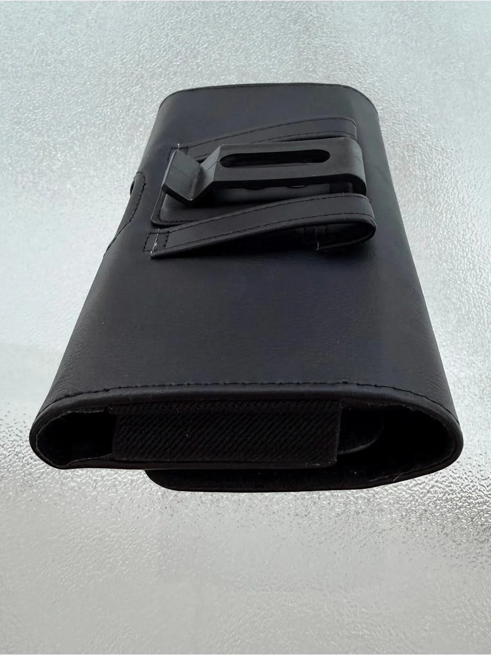 DeBin Black Leather Horizontal Belt Cell Phone Holster Case